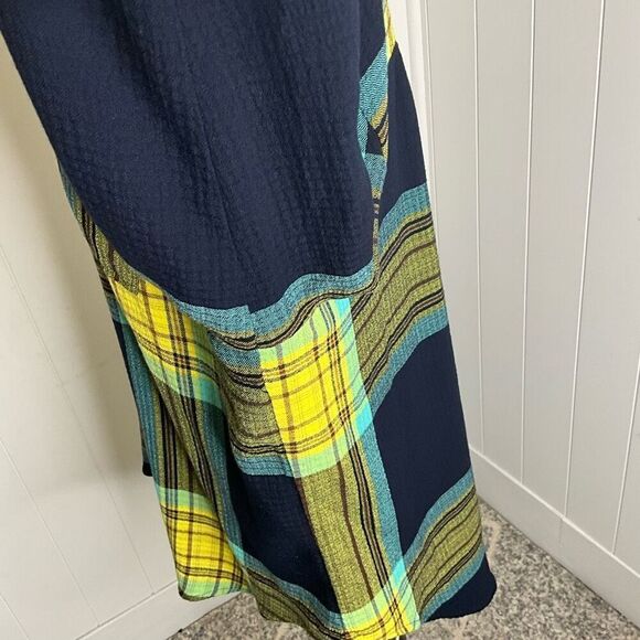 Cato Women's Size XL Blue Yellow Patchwork Long Sleeve Button Down Shirt Top - Picture 10 of 15